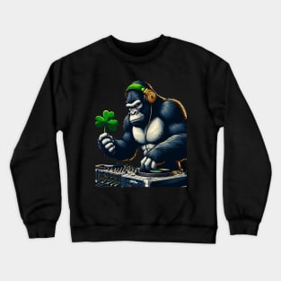 St Patricks Day Bigfoot Sasquatch DJ Saint Paddys Irish Crewneck Sweatshirt